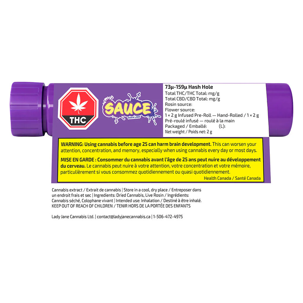 SAUCE 73-159 Hash Hole Infused Pre-Roll - Image 3